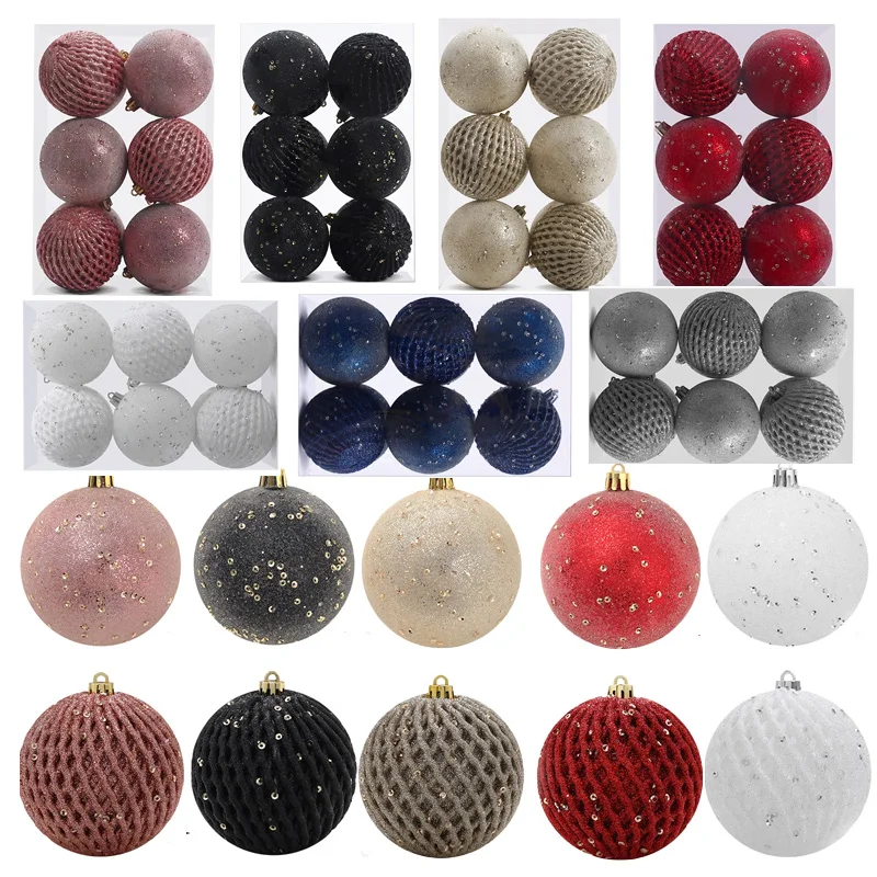 8 cm / 12 stücke Weihnachtskugeln Dekorationen Weihnachtsbaum Pailletten Gemalt Weihnachtskugel Set Weihnachtsbaum Hängen Home Party Dekor