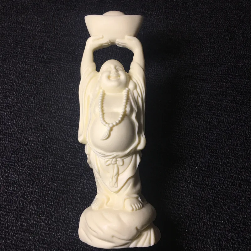 

Ingot Maitreya Ivory Nut Carved Zen Buddha Statue Coconut Wood Bodhi Seeds Crafts Living Room Decoration Wholesale