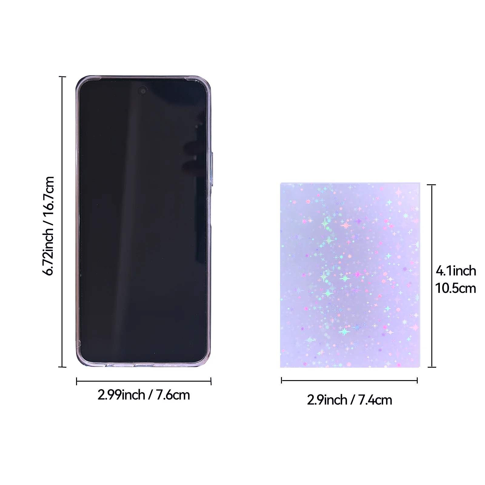 50 Sheets 4.1×2.9 Inch Star Holographic Vinyl Sticker, Clear Waterproof Sticker, Star Pattern Self-Adhesive Cold Laminating Film