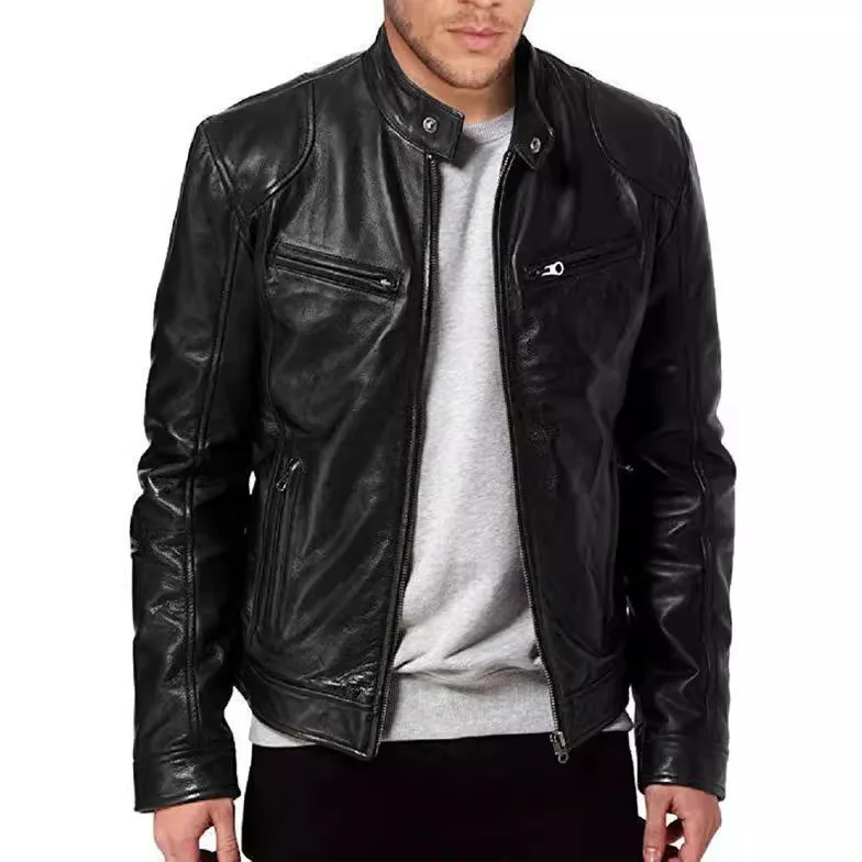 

2025 New Men's PU Leather Jacket Leather Jacket Motorcycle Jacket Men's Winter Business Casual Jacket Men's Leather Jacket
