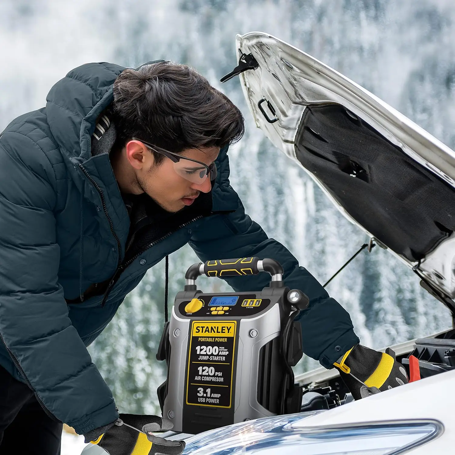 Tragbarer 12-Spitzenverstärker mit Luftkompressor, USB-Anschlüssen für Autos und Geräte