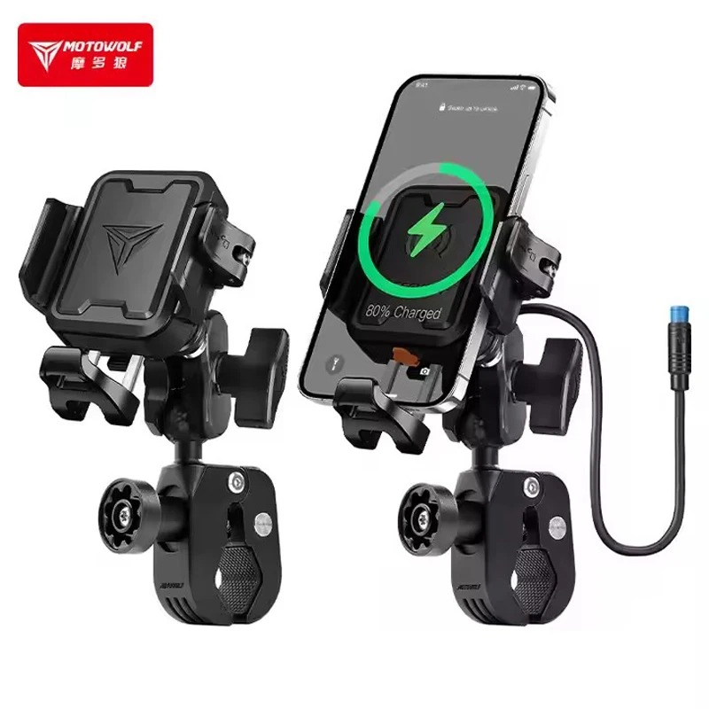 MOTOWOLF Motorcycle Riding  Phone Holder Type-c Charger Adjustable Anti-Theft Shock Absorber And Fast Release Phone Holder