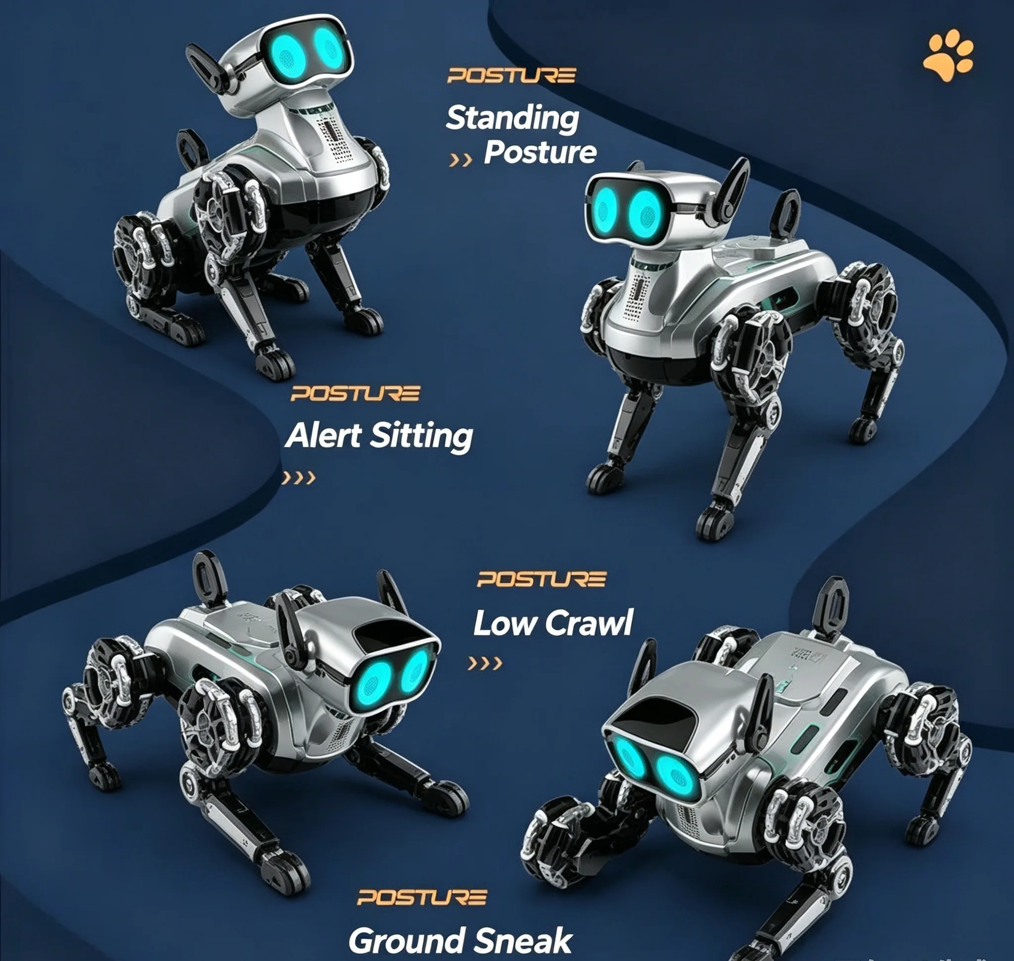 Children's Gesture-Sensing Smart Remote-Controlled Interactive Climbing and Transforming Electric Eight-Wheel Stunt Robot Dog Electronic Pet