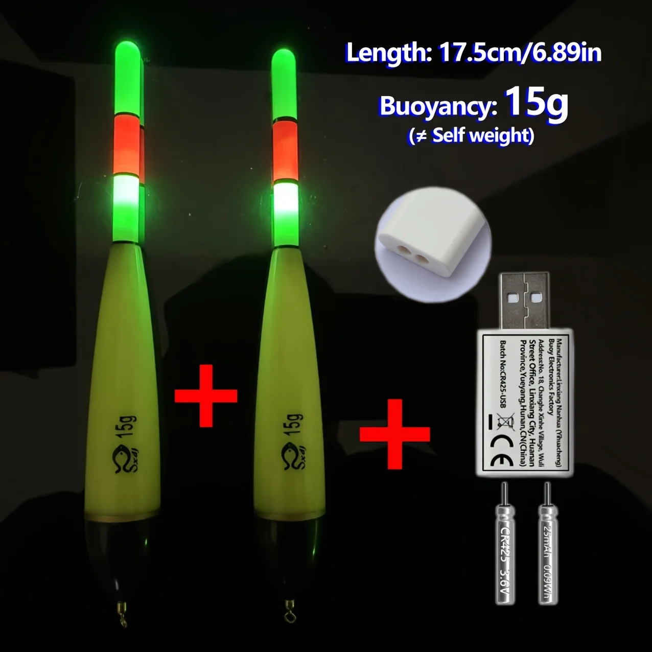 Bite Float New 2PCS Electronic Float with CR425 Rechargeable Set Fishing Night Light High visibility Carp Bold tail design view 6