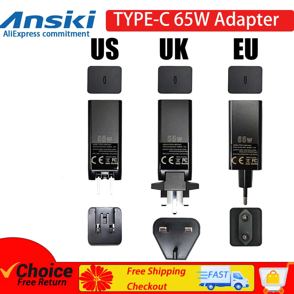 Pine64 TS101 HS 01 65W PD Charger Type-C Power Supplies for Pinecil Soldering Iron Mobile Phone with Cable Replacement Adapter