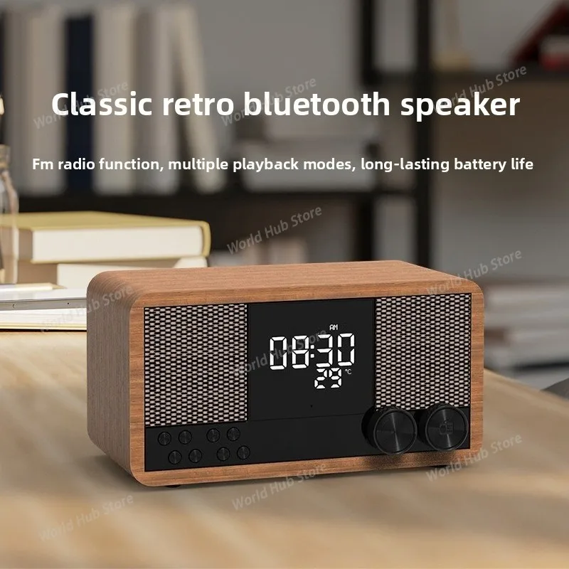 

Retro Bluetooth Speaker, Wooden Home FM Radio, Clock, Alarm Clock, Speaker, Bluetooth Subwoofer