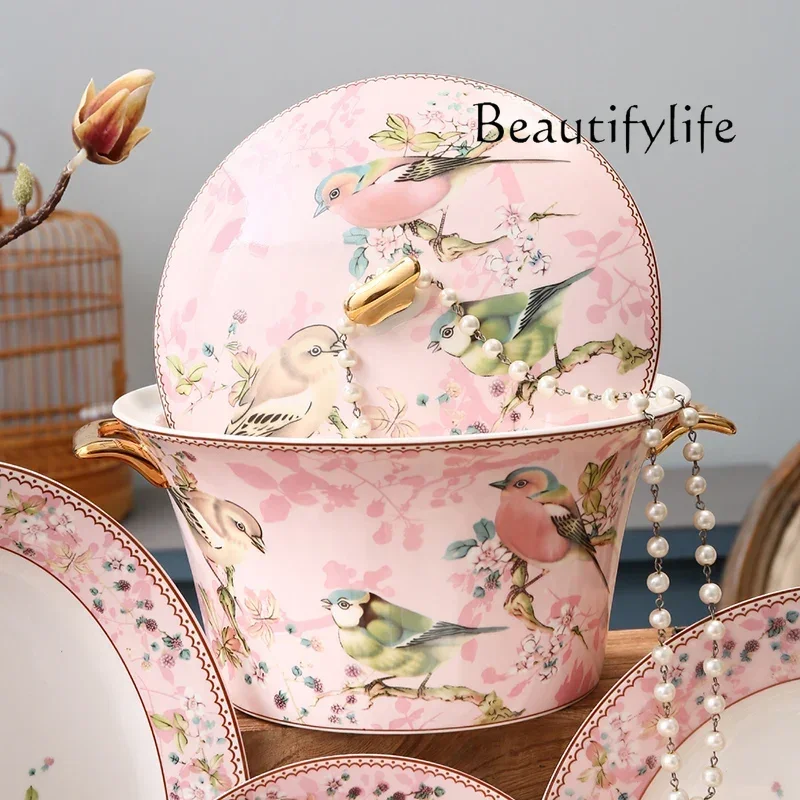 X Luxury Dining Room Dinnerware Sets Home Christmas Kitchen Bone China Dinnerware Plates Guests Bajillas De Cocina Dinner Sets