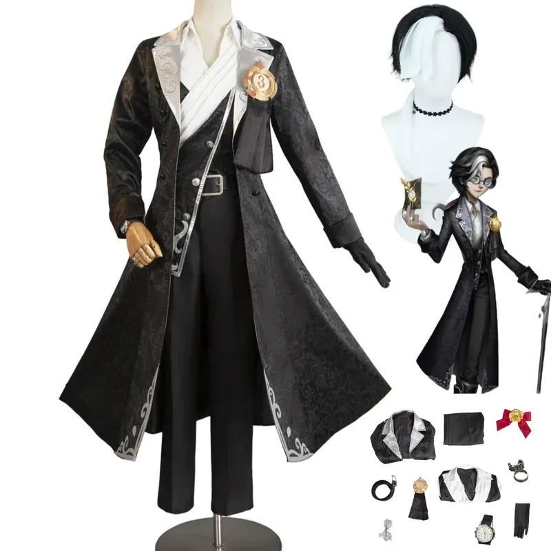 2025 22 게임 아이덴티티 Ⅴ 조셉 DM 코스프레 의상 사진작가 전 백작 데살니에 가발 턱시도 코트 남성 카니발
