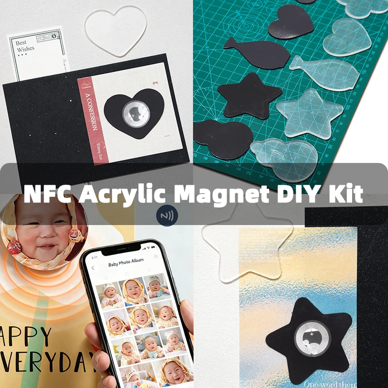 3mm Acrylic for DIY NFC Fridge Magnet Self Adhesive Handmade Custom Irregular Shapes Photo Magnet Making Kit Blank Craft Decor