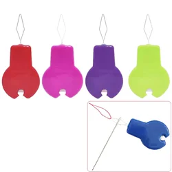 5pcs Plastic Threader Stringing Machines with Blade Cutter Cross Stitch Sliver Bow Wire Needles Insertion Tools Sewing DIY Craft