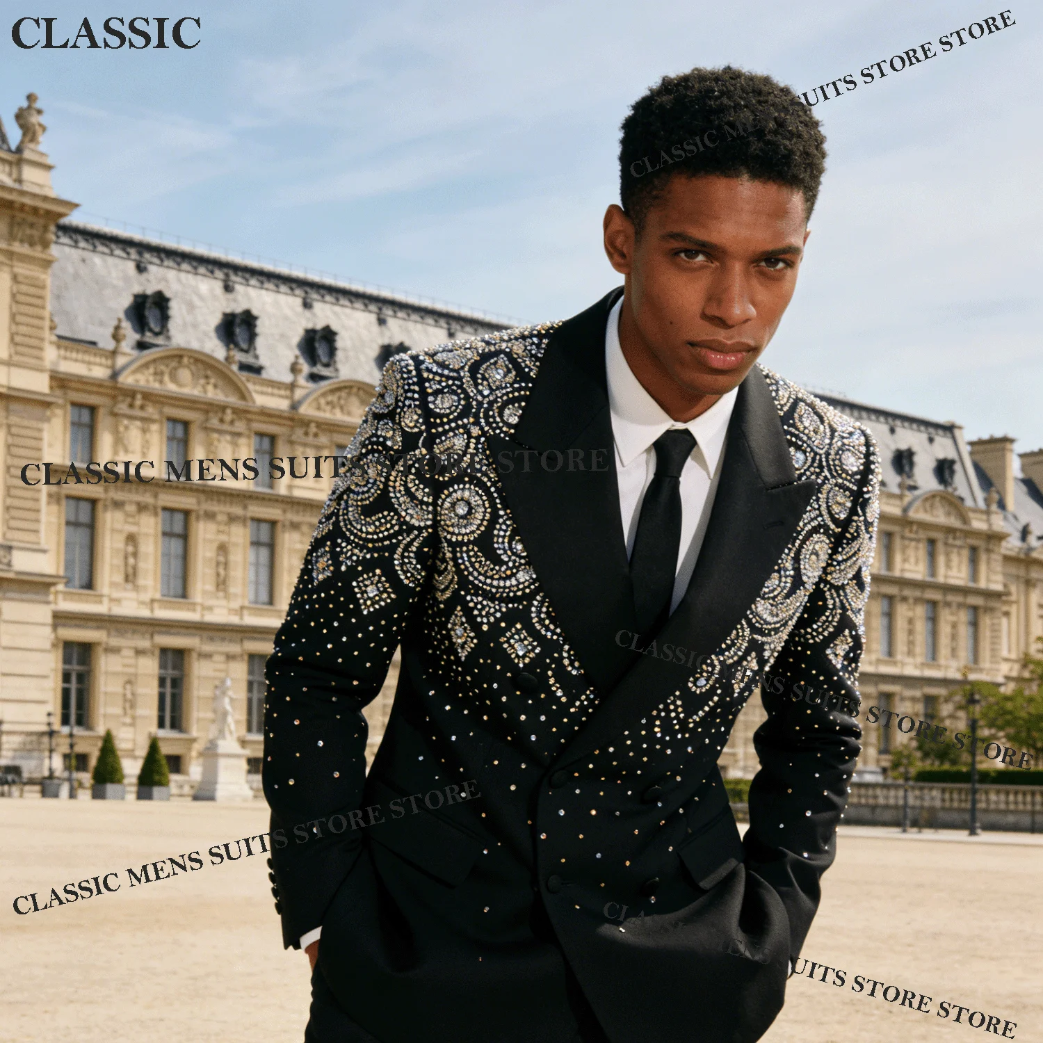 

Роскошные мужские костюмы со стразами и кристаллами, смокинги для жениха, свадебные мужские вечерние комплекты из 2 предметов, пиджак с остроконечными лацканами, Ropa Hombre по индивидуальному заказу