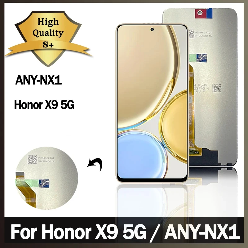 Kit Riparazione Display LCD Touch Screen Per Huawei Honor X9a RMO-NX1 - Con Telaio Argento, Ricambio Originale