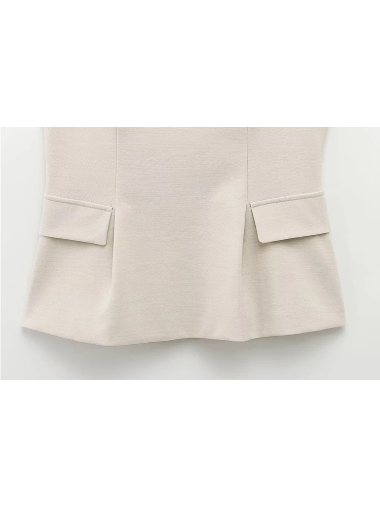 TFMLN ผู้หญิงกระโปรง Hem Tops ฤดูใบไม้ผลิฤดูร้อนแฟชั่น Chic V คอกระเป๋าเสื้อ Sweet Lady Causal Tops