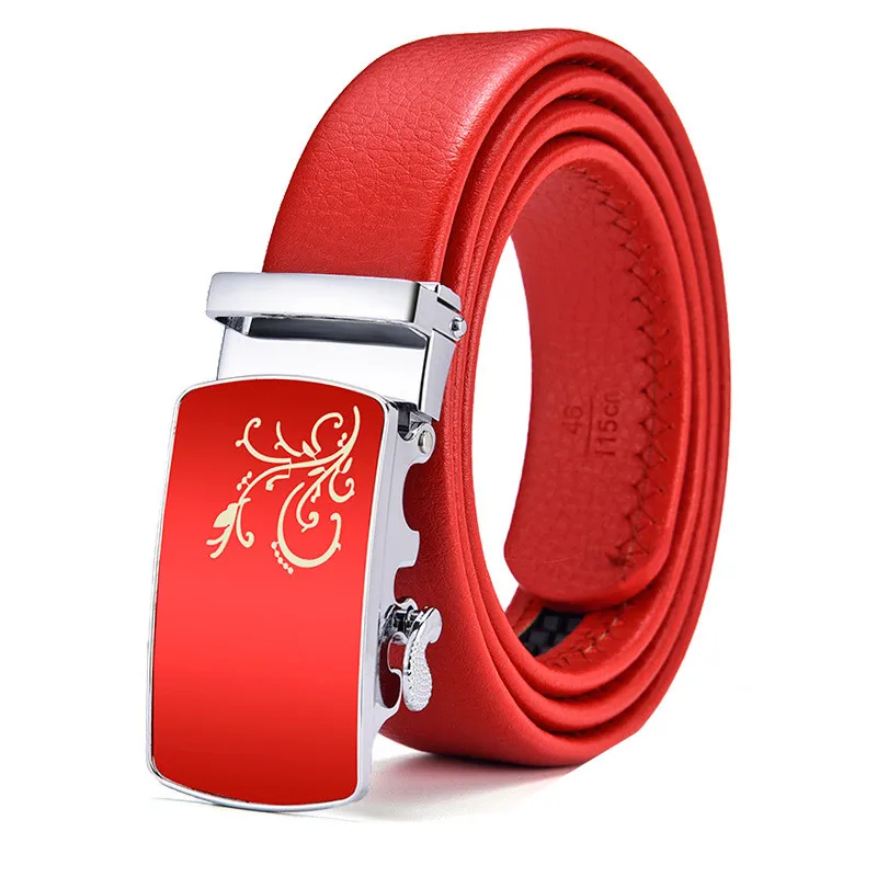 

New Men & Women Belts Classic Red Fashion Male Wedding Party Automatic Buckle Belt（ Bandwidth 3.5CM ）