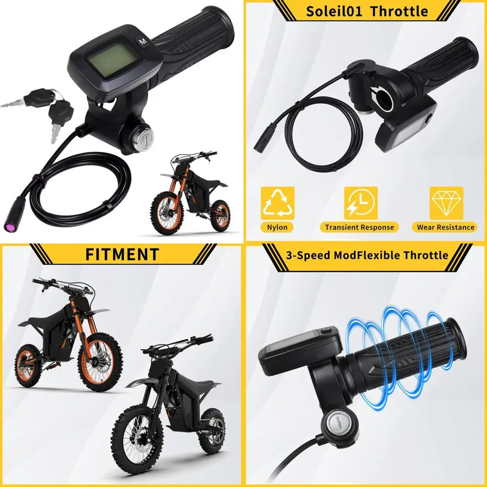 

Дроссельная заслонка спидометра Ebike, с кнопкой M, дроссельная заслонка со встроенным дисплеем, совместимая с Tutto Tutti Soleil 01 Electric Moto