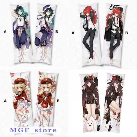 Anime Genshin Impact Pillow Case Keqing Zhongli Dakimakura Venty 50*160cm Hu Tao Cosplay Body Throw Cushion Double-Sided Pillowc