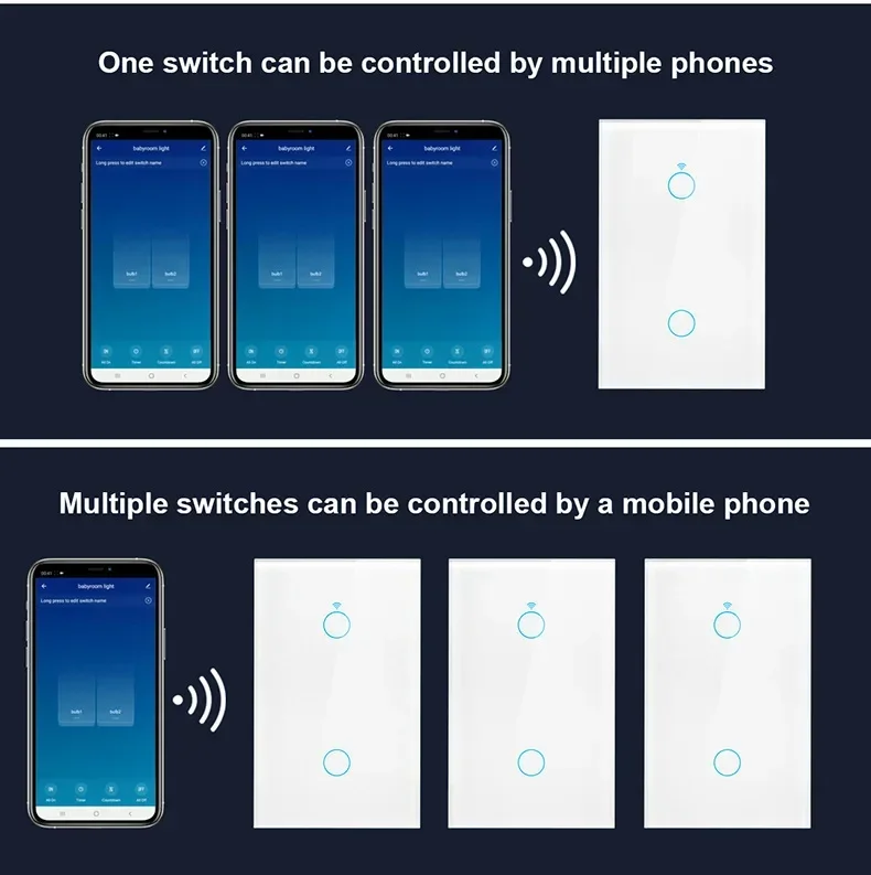 118 Touch Panel US Brazil 1000W Tuya Wifi Wall Switch Works with Google Home Alexa Voice Controllers Sensor
