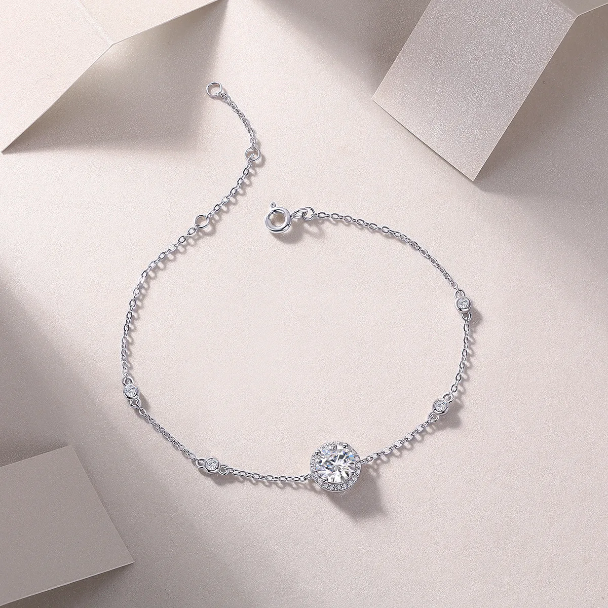 S925 silver bracelet moissanite new jewelry silver platinum plated silver jewelry source factory wholesale