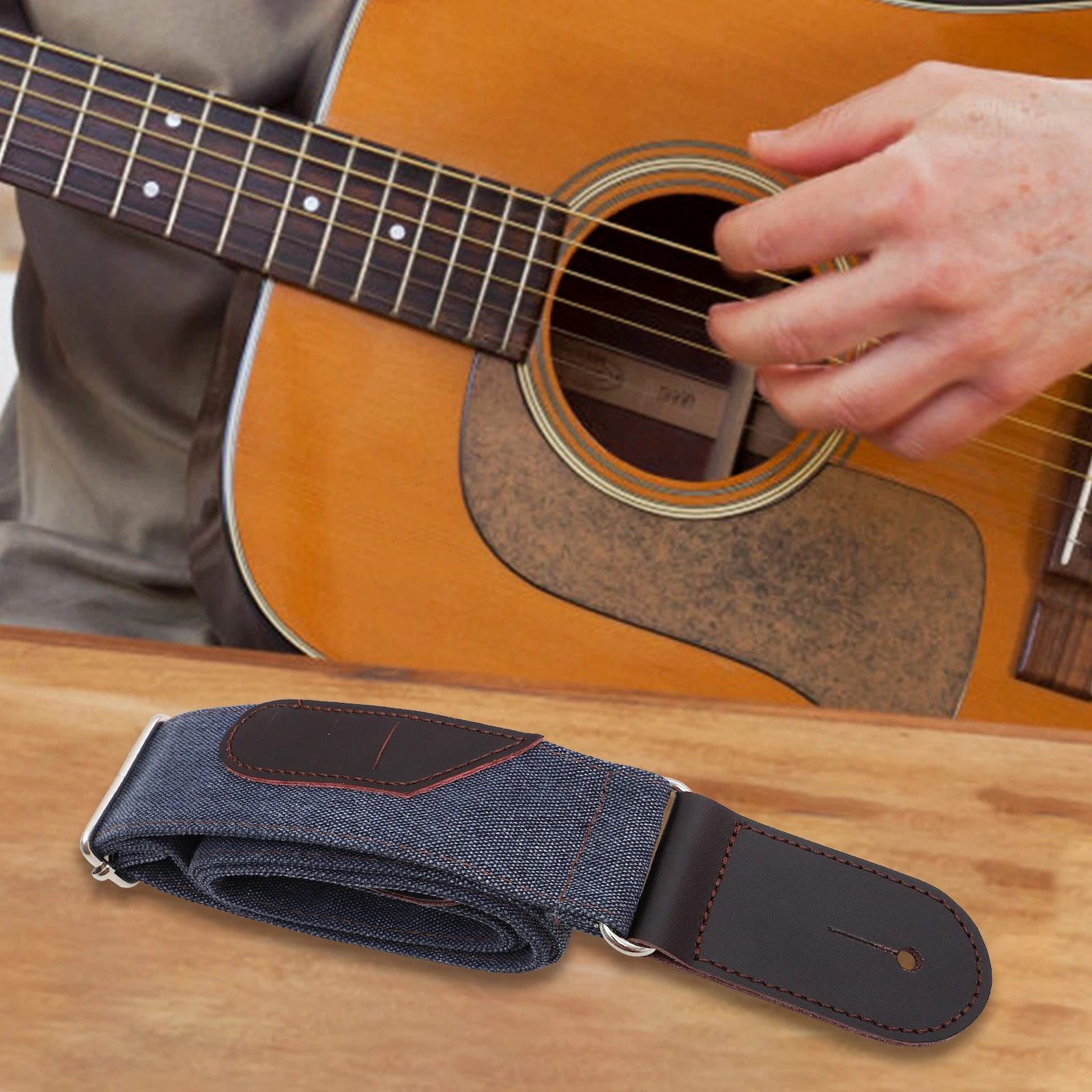 

Adjustable Denim Bass Guitar Strap Replacement Sling For Electric Guitar Shoulder Belt Decorative Instrument Accessory