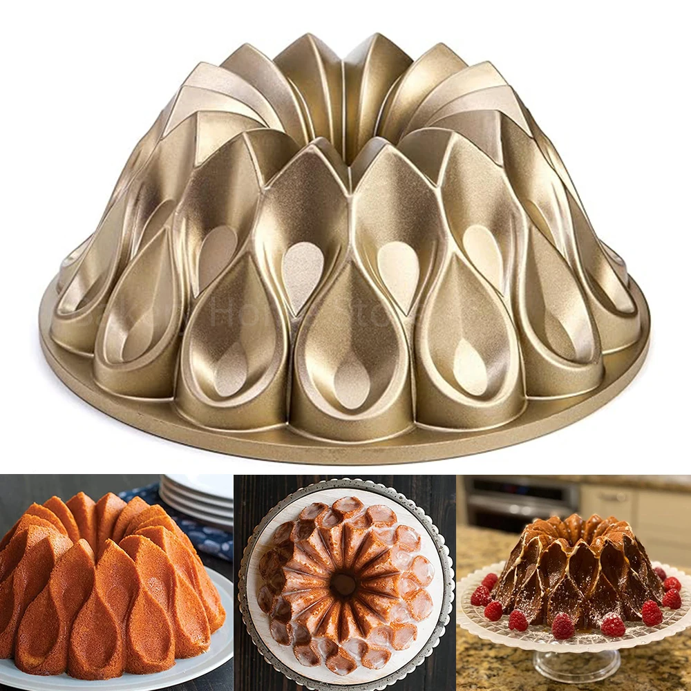 9.5 Inch Fluted Cake Pan Non-Stick Crown Shaped Baking Mold Heavy Duty Bundt Mould DIY Cake Decoration Kitchen Accessories