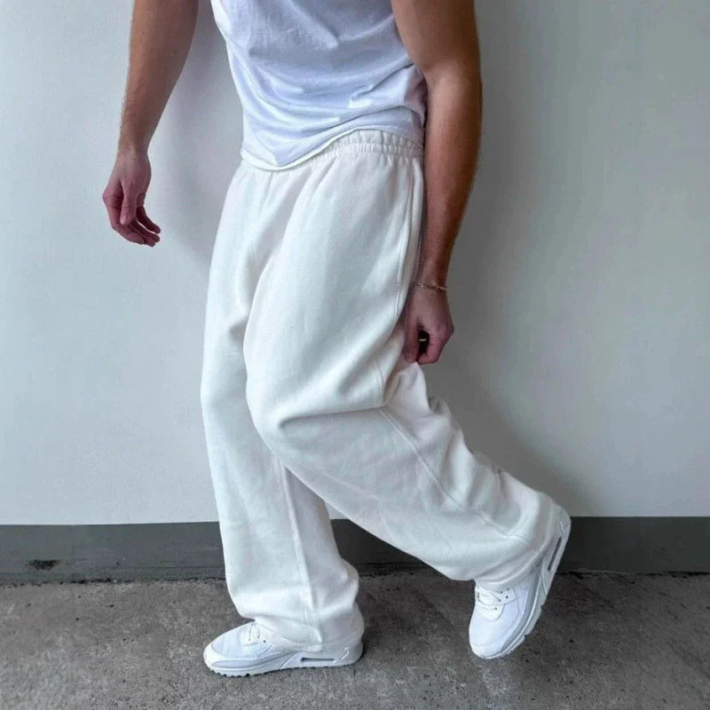 Autumn Winter Man/Woman Jogging Straight Sweatpants Street Style Wide Leg Pants Casual Solid Colors Versatile Loose Men's