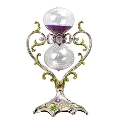 30/60Min Hourglass Timer Heart Shaped Metal Sand Timer Antique Sand Clock Glass Sandglass European Home Creative Ornament