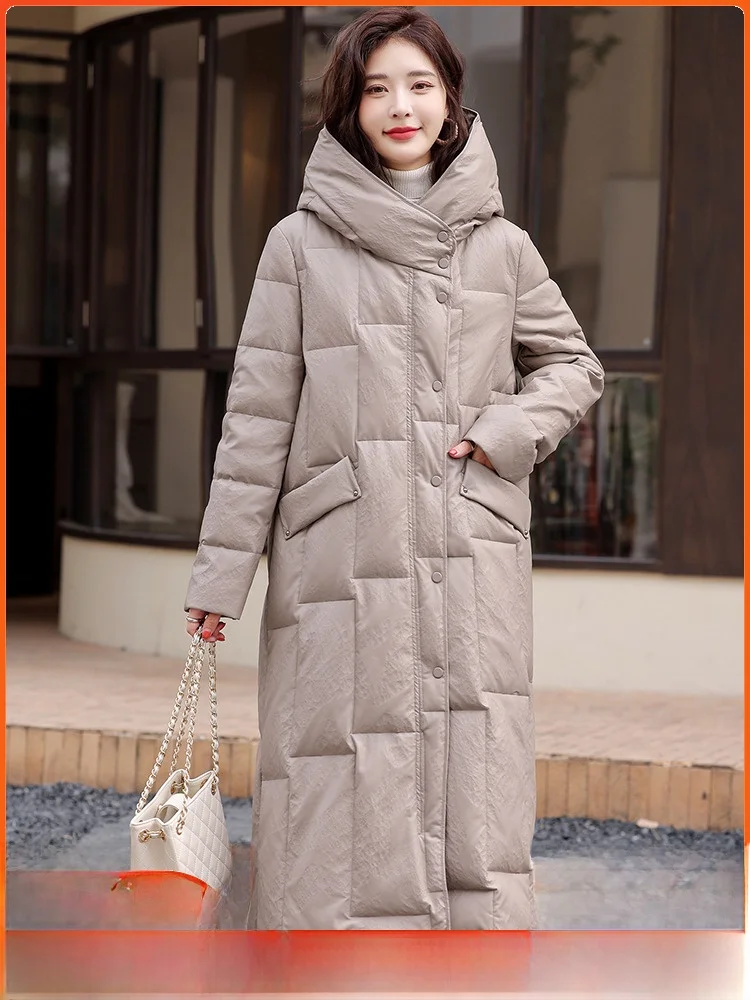 

Faionable Real Leather down Jaet Women's Mid-Length eepskin Winter Coat Sli Slimming Fur Outerwear Commute Sle