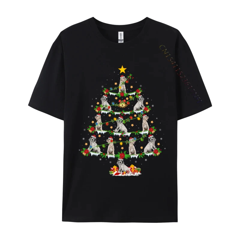 Xmas Lights English Setter Dog Christmas Tree Tshirt Vintage Men's Tees Tops Large 100% Cotton O Neck T Shirt