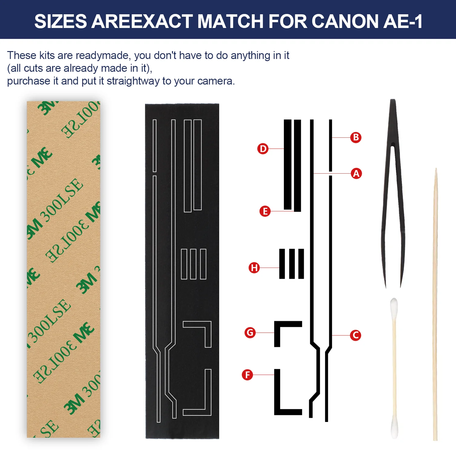 ETone 자체 접착 라이트 프루프 씰 폼 스폰지 Canon AE-1 카메라 사진 액세서리 용 맞춤형 수리 키트