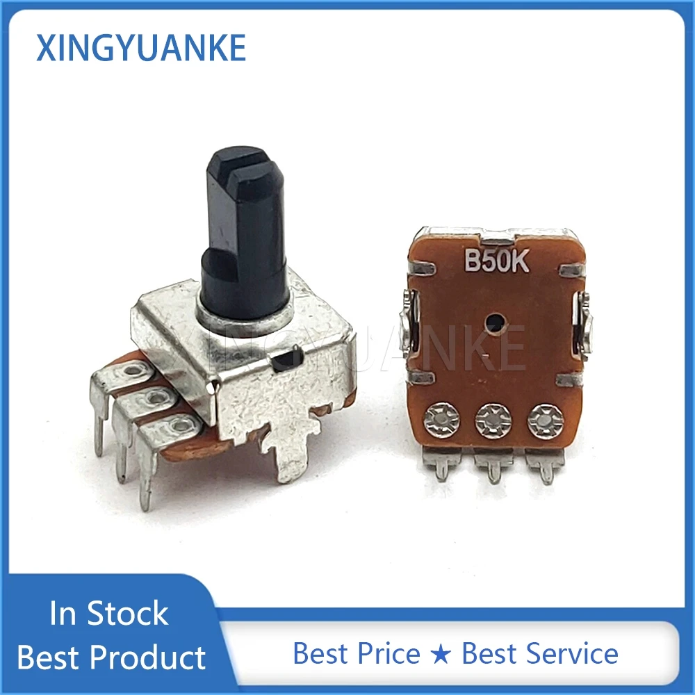 3PCS 12 Square Type B50K Single Vertical 3-Pin Audio Volume Adjustable Potentiometer D Shaft Length 13mm