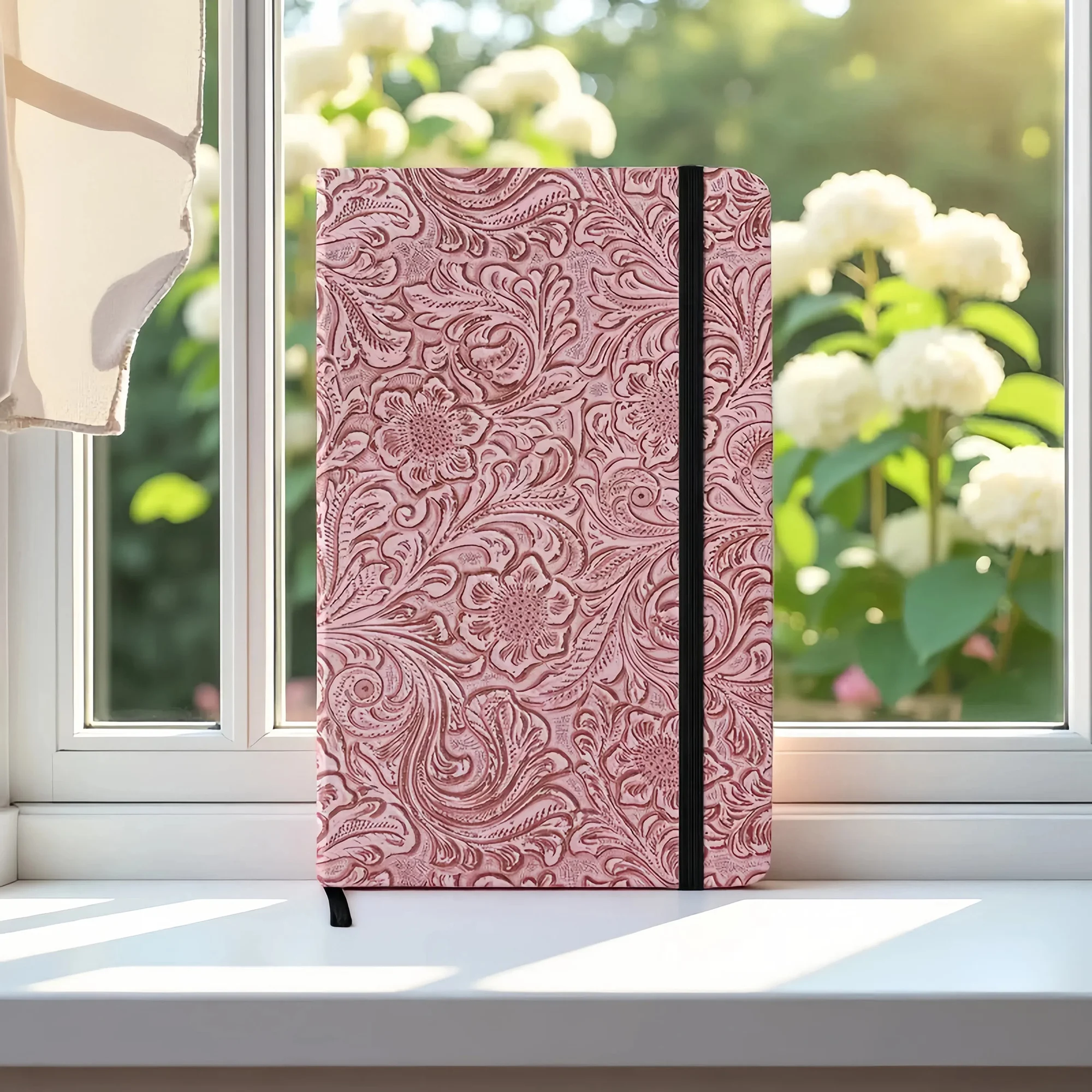 BUKE Retro-Notizbuch mit Blumenmuster und Punkten, 3D-geprägtes Kunstleder, A5-Format, Hardcover, 160 g/m² dickes Papier, Notizbuch mit 5x5-mm-Punktraster. – Detail 12