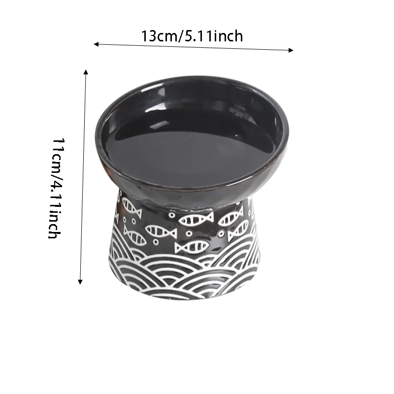 Ceramic Raised Cat Bowl  Elevated Neck Protection Ergonomic Durable Cutlery for Food Water Cute Dog Bowl ﻿