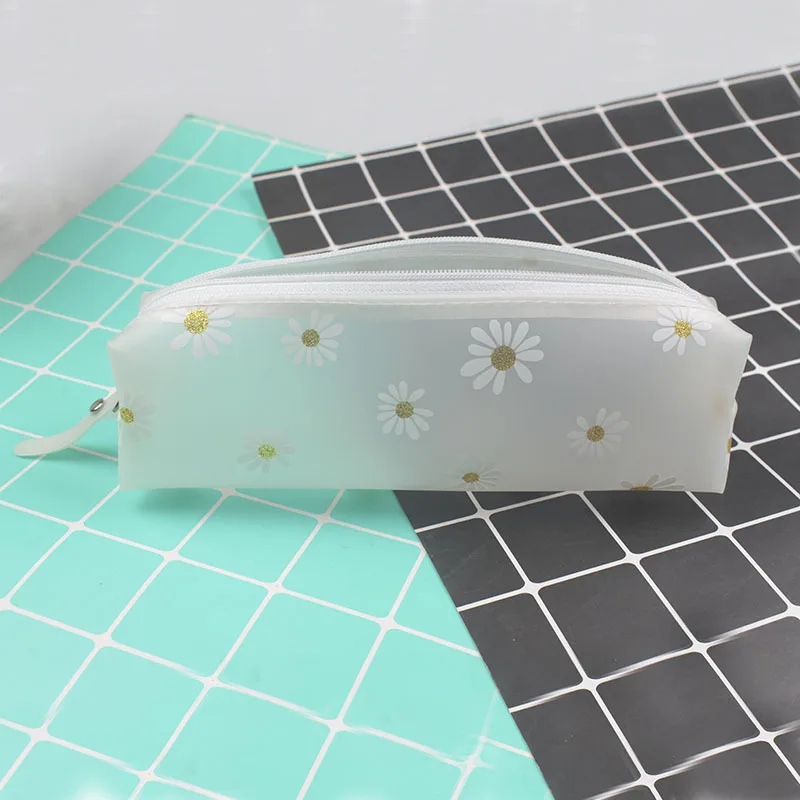 Kleine Verse Eenvoudige Netto Daisy Transparante Cartoon Student Etui Briefpapier Zak Leuke Pouch Koreaanse Versie Koreaanse Briefpapier