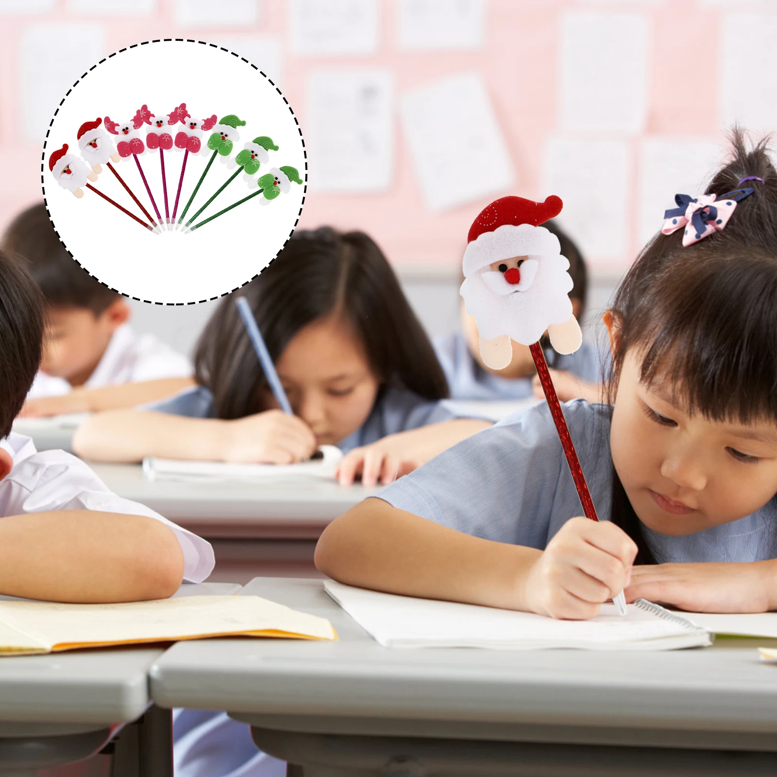 

8Pcs Christmas Style Ballpoint Pen Set Writing Pen for Students Children Stationery Unique Xmas Gift Assorted Colors