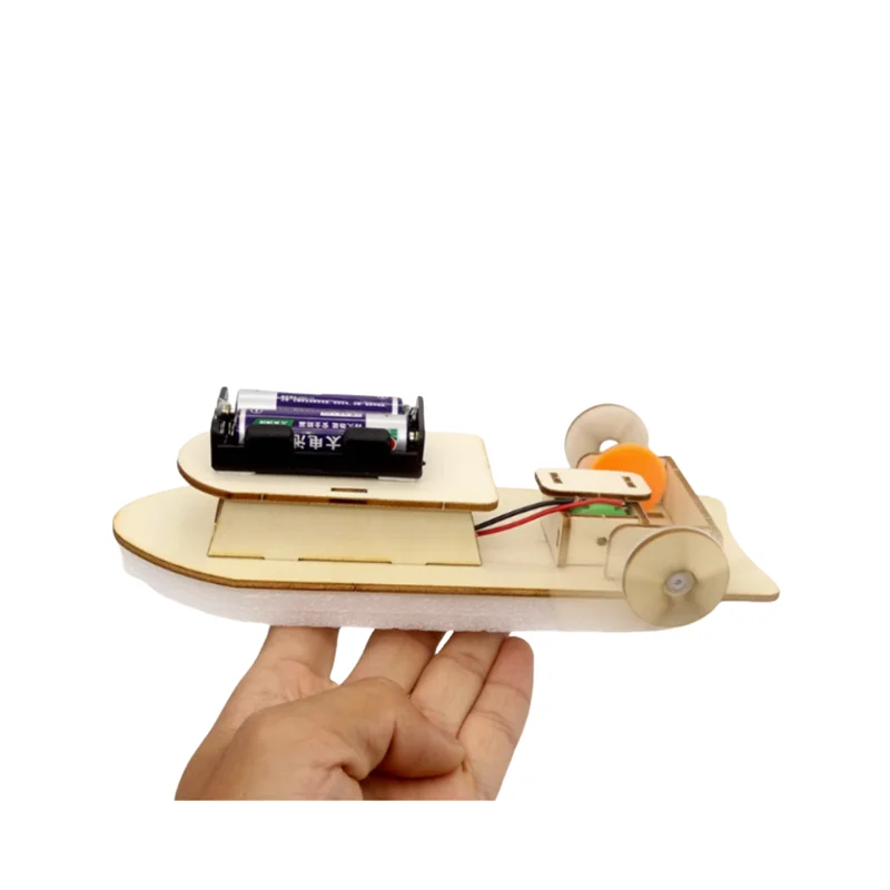

DIY Boat Model STEM Projects Electric Educational Science Toys Kids Teaching Kit 3D Assemble Wooden Boat Scientific Experiment