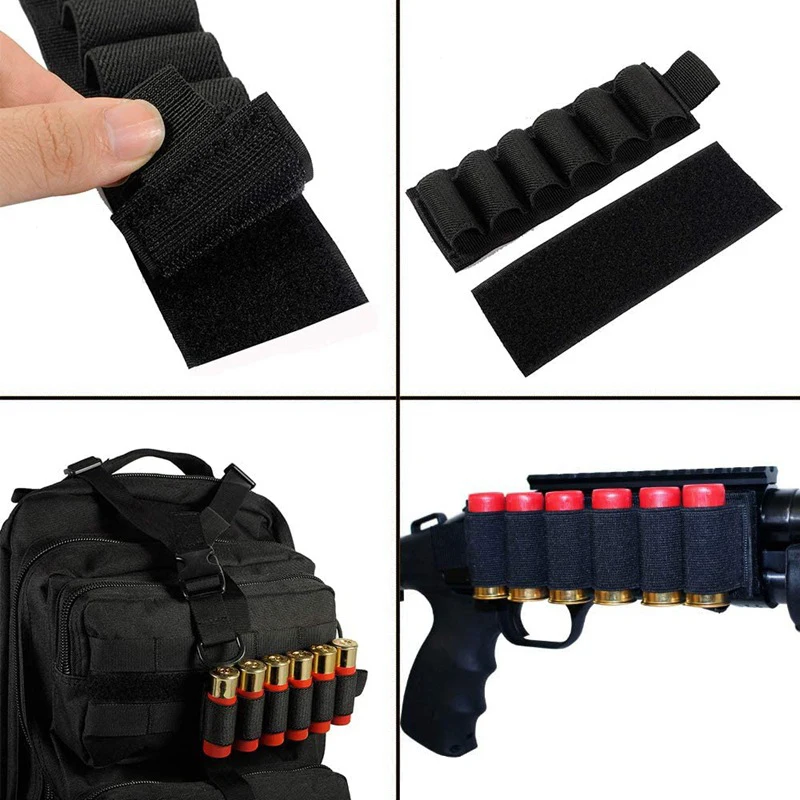 6 Rounds Tactical Shotgun Shell Pouch Molle Ammo Bag Hook&Loop Holder 12-Gauge Cartridge Bag Rifle Stock Hunting Accessories view 4