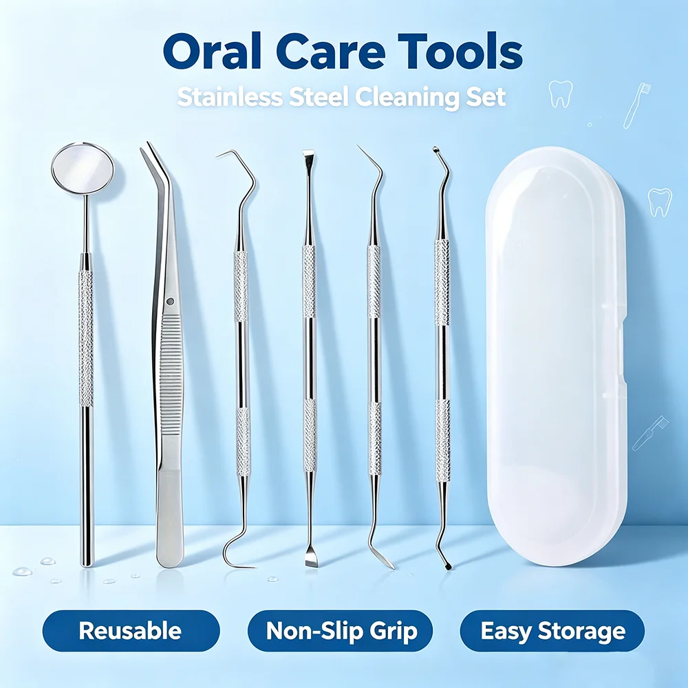 Durable Stainless Steel Teeth Cleaning Probe Curved Hook Design Calculus Remover Household Oral Hygiene Tools