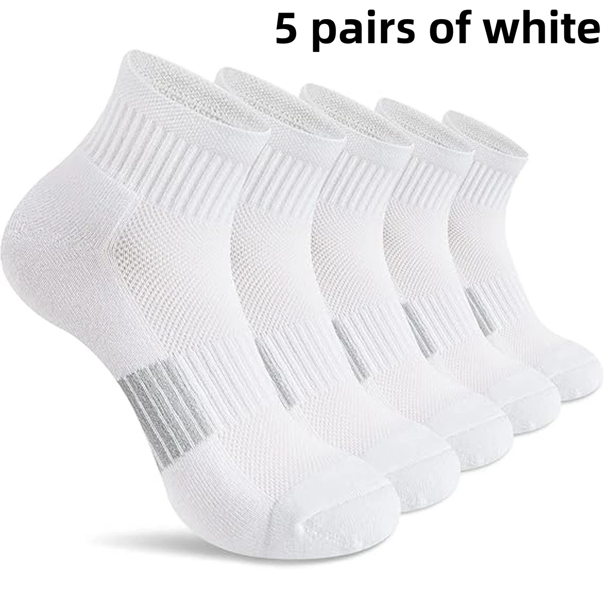 5 pairs of casual sports solid color mid tube socks suitable for both men and women, mesh breathable, odor proof,sweat absorbing