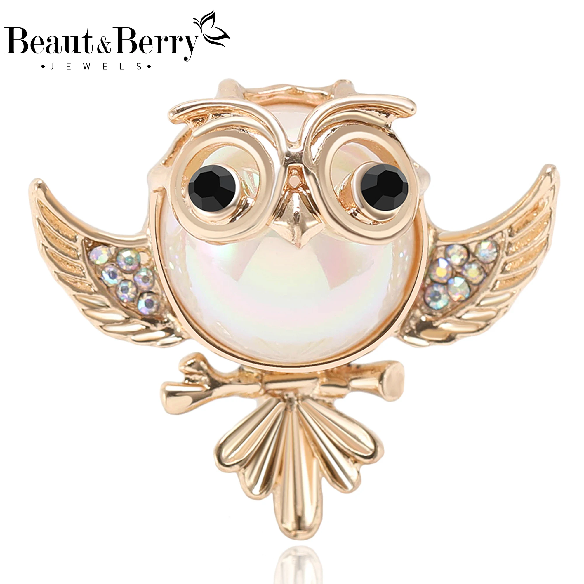Beaut&Berry Classic Rhinestone Owl Brooches for Women Animal Pins Casual Party Accessories New Fashion Gifts Friends Decoration
