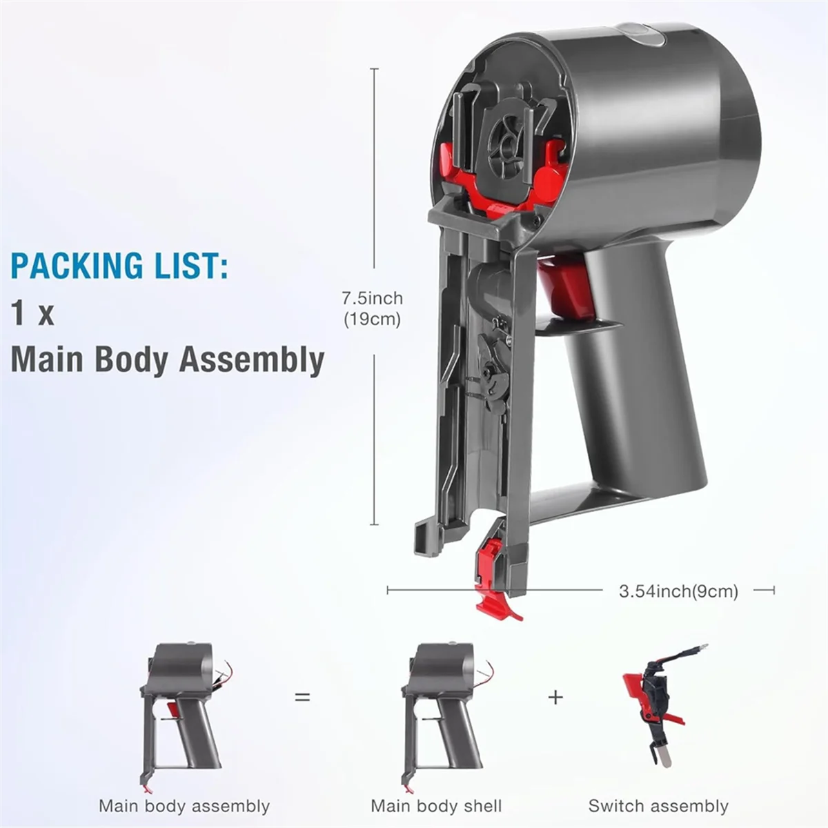 Remplacement du boîtier de l'ensemble du corps principal pour aspirateur Dyson, V8 SV10, service du corps, boîtier d'assemblage