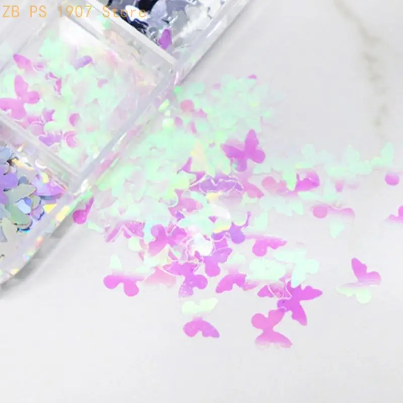 12 Grids/Box 5mm 3D Shiny for Butterfly Sequins Manicure Paillettes Glitter Flakes for Epoxy Resin Mold Fill 55KA