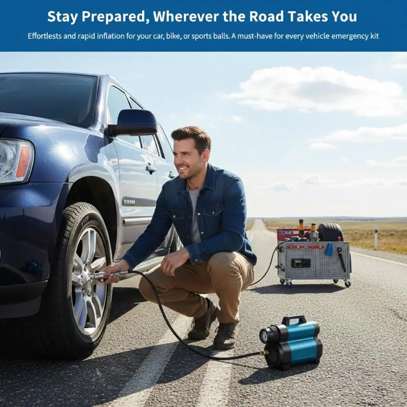 

Wireless Portable Inflatable Pump 12V Car Tire Air Compressor Rechargeable for Outdoor Adventure Sports