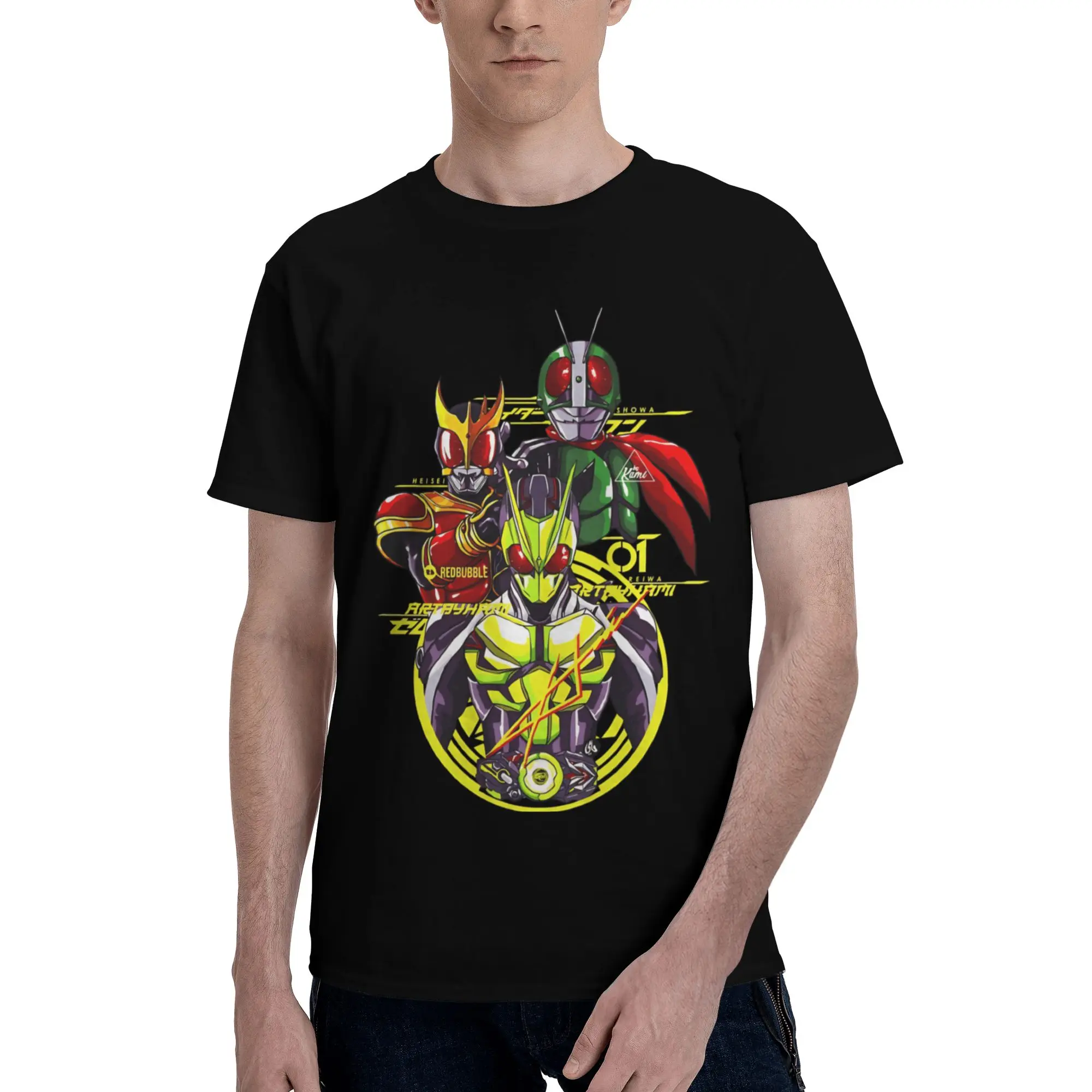 RIDER GENERATIONS Men T Shirts Kamen Rider Novelty Tees Short Sleeve O Neck Pure Cotton Graphic Tops T-Shirt
