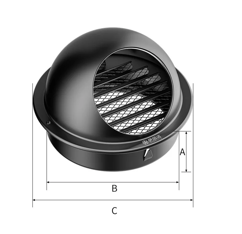 304 Stainless Steel Vent Cap Rainproof Exterior Wall Air Outlet Grille Round Heating Cooling Vent Cover 70-200MM view 5