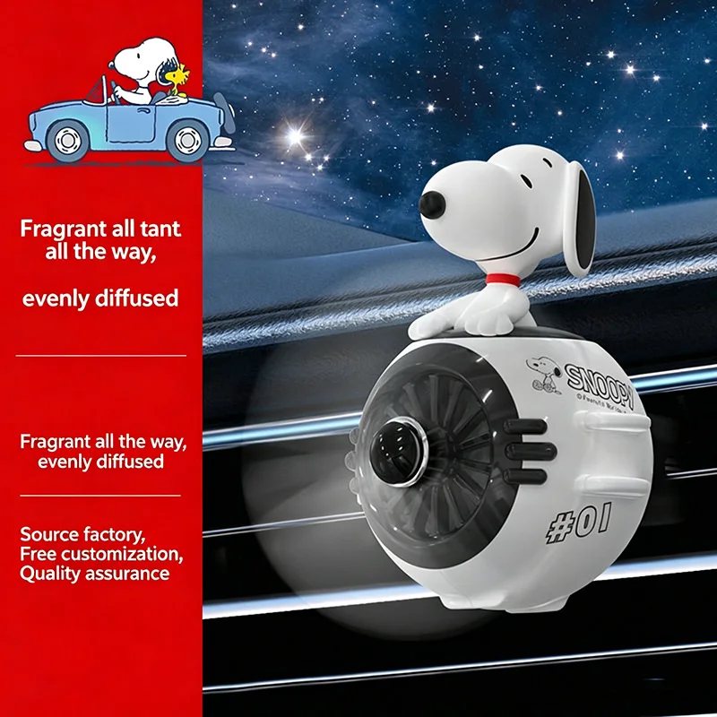 Ambientador para Auto con Clip de Ventilación Snoopy, Lindo Dibujo Animado de Peanuts, Decoración Interior para Vehículo, Ambientador Perfumado para el Tablero, Idea de Regalo