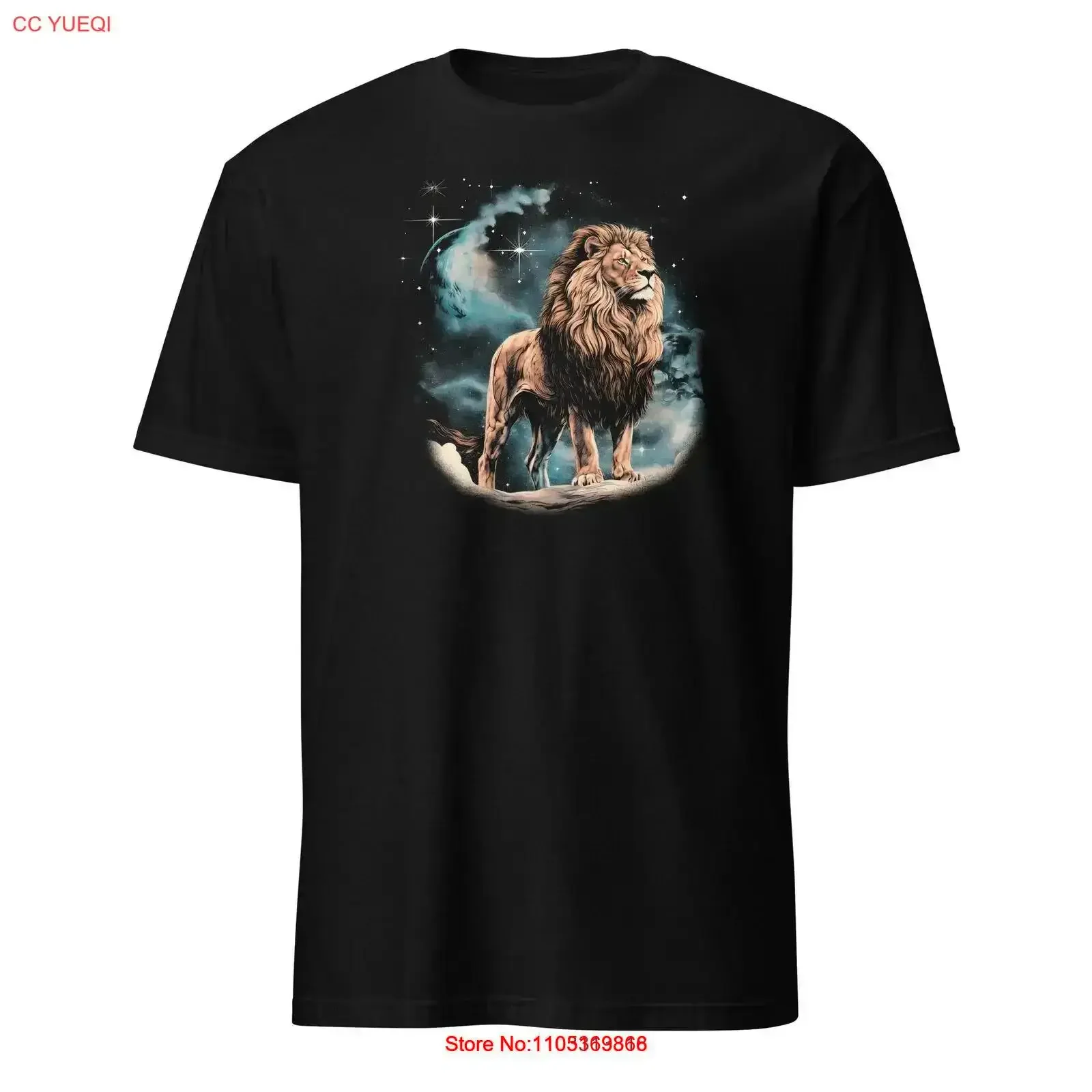 تي شيرت Lion In The Moonlight تي شيرت عتيق مصمم ملابس مريحة قليلاً للارتداء اليومي جرافيك عتيق ناعم