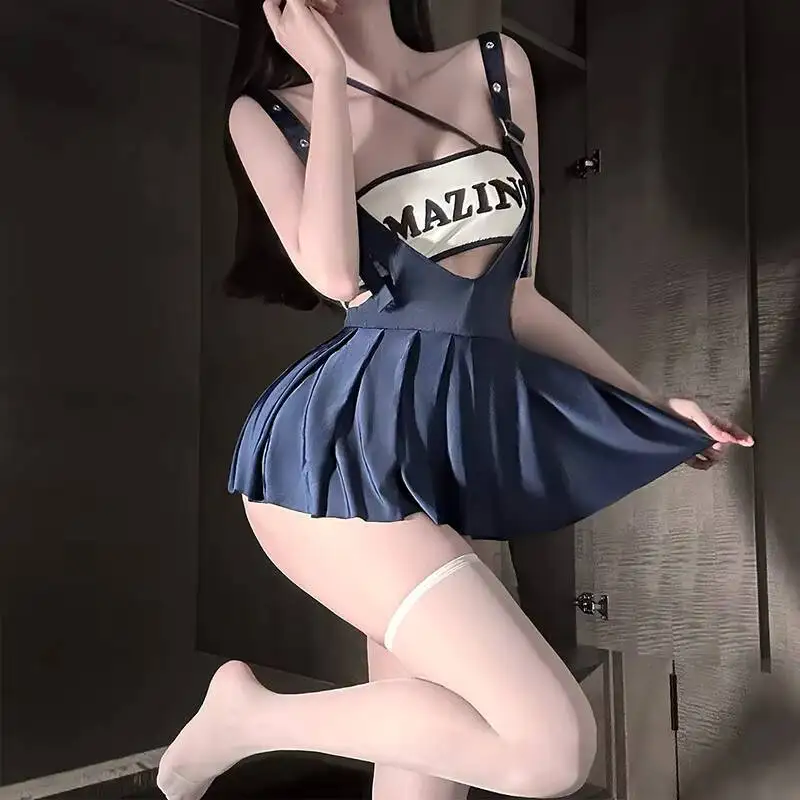 Freilegen von Gesäß, nahtloses sexy heißes Dessous-Set, weiße Strümpfe, Sexanzug für sexuelle Aktivität, Rock, Damenunterwäsche,