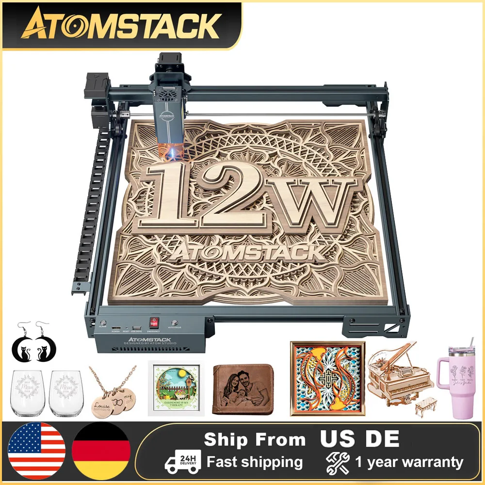 

AtomStack A10 Pro V2 60W Laser Engraver Cutter 12W Optical Power Offline Engraving Metal Cutting 6mm Wood 5mm Acrylic 3mm MDF