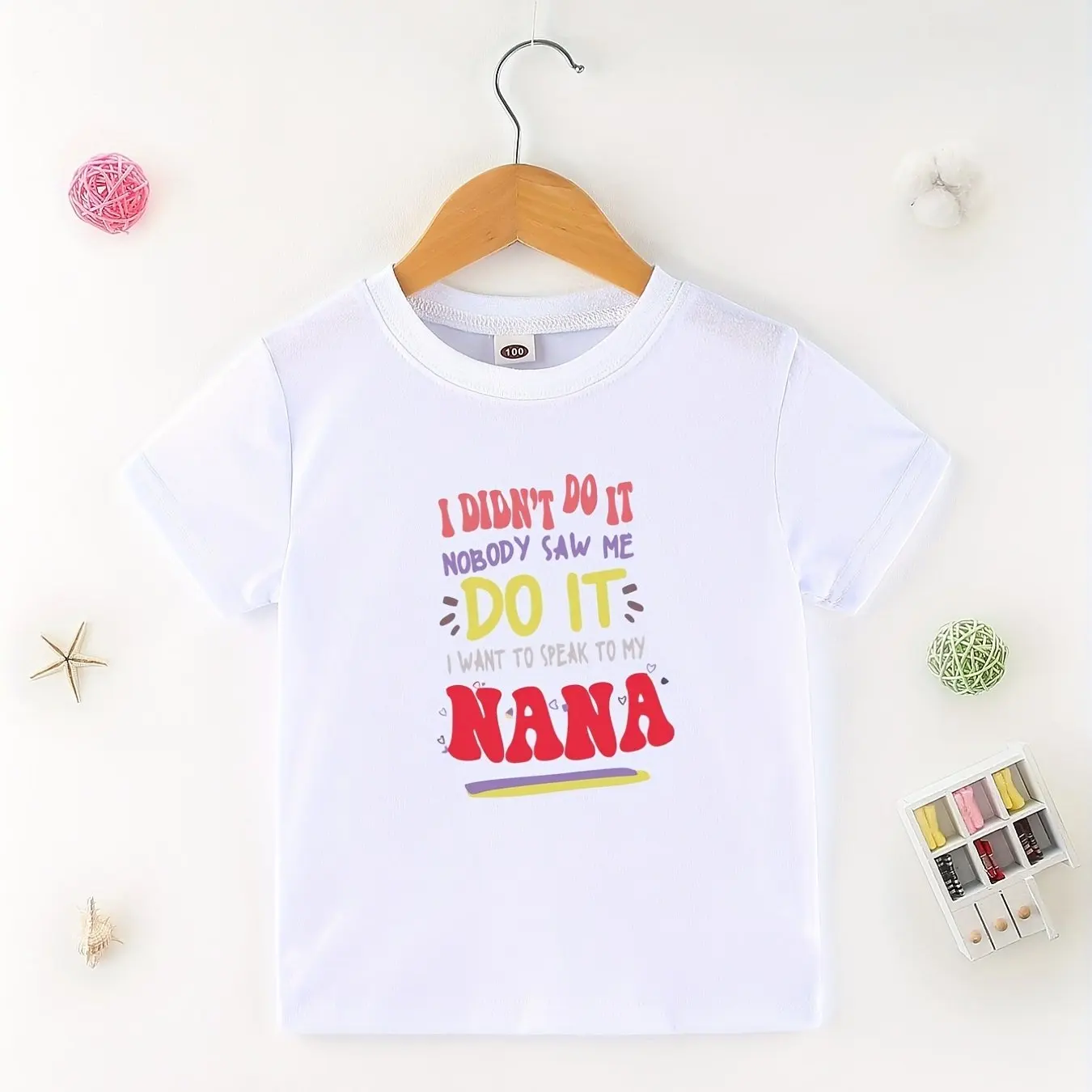 

I Didn't Do It Nana Unisex Kids T-Shirt Funny Quote Graphic Tee Boys Girls Casual Summer Top Comfortable Fit 100 Percent Cotton