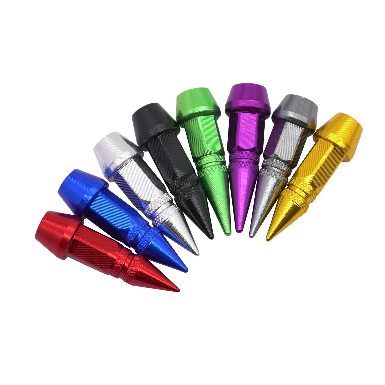 Car Universal NEW 4pcs Bullet Head Screws Valve Caps Personalized Modifications Pointed Valve Tips Bicycle and Motorcycle Tires